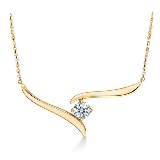 Hearts On Fire Vela Solitaire Crossover Pendant in 18K Yellow Gold