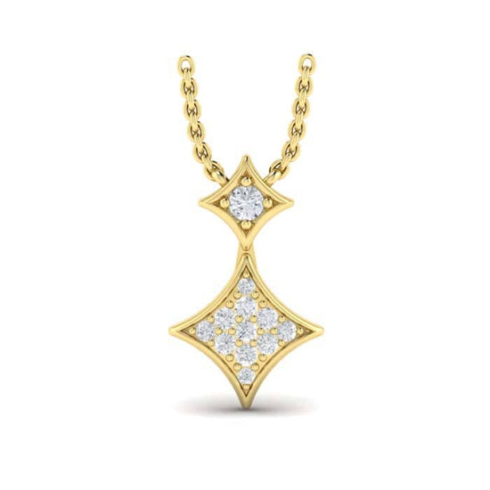 Vlora Diamond Double Drop "Estrella Collection" Pendant in 14K Yellow Gold