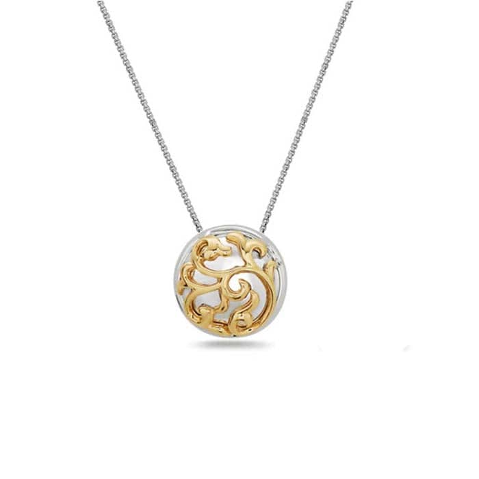 Charles Krypell Ivy Lace Collection Pendant in Sterling Silver and 18K Yellow Gold