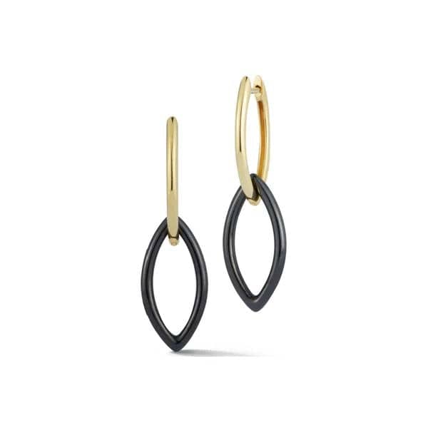 Charles Krypell Marquise Céramique Drop Earrings with Interchangeable Ceramic Bottoms in 18K Yellow Gold