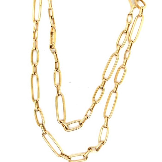Antonio Papini 31.5" Elongated Oval Link Necklace in 18K Yellow Gold