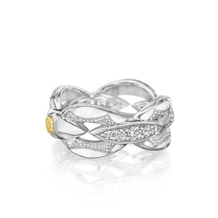 Tacori Ivy Lane Collection Woven Sterling Silver and 18K Yellow Gold Ring with .63CTW Diamonds