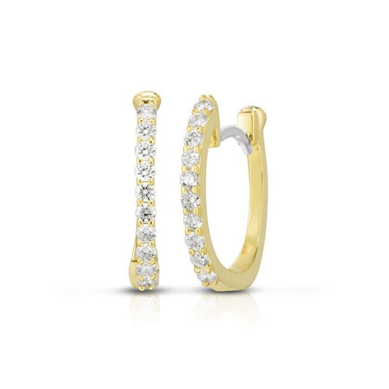 Roberto Coin Pavé Diamond Hoop Earrings in 18K Yellow Gold