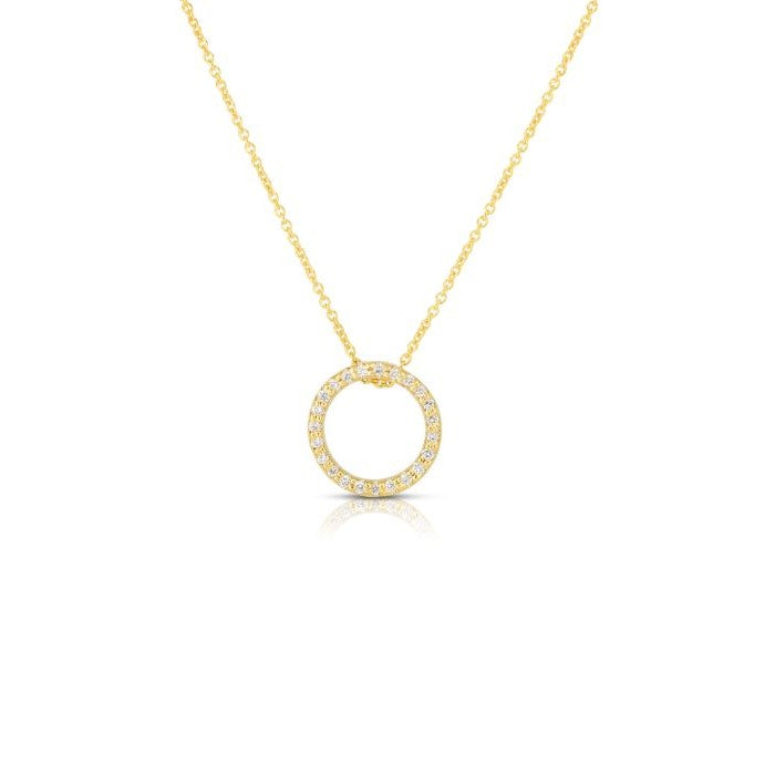 Roberto Coin Tiny Treasures Extra-Small Circle Diamond Pendant 18K Yellow Gold