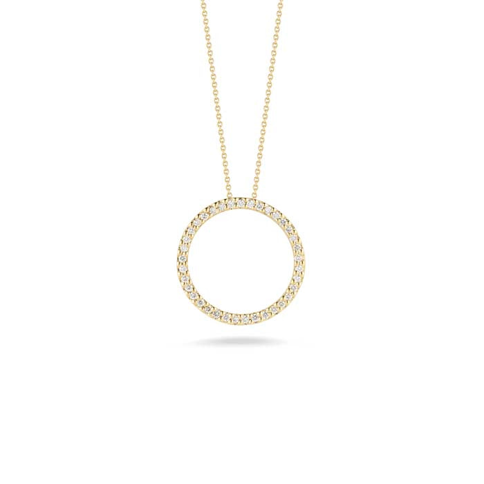 Roberto Coin Tiny Treasures Small Diamond Circle Pendant in 18K Yellow Gold