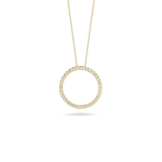 Roberto Coin Tiny Treasures Small Diamond Circle Pendant in 18K Yellow Gold