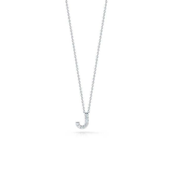 Roberto Coin .04CT Tiny Treasures Love Letter Initial J Pendant in 18K White Gold