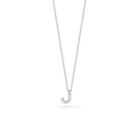 Roberto Coin .04CT Tiny Treasures Love Letter Initial J Pendant in 18K White Gold