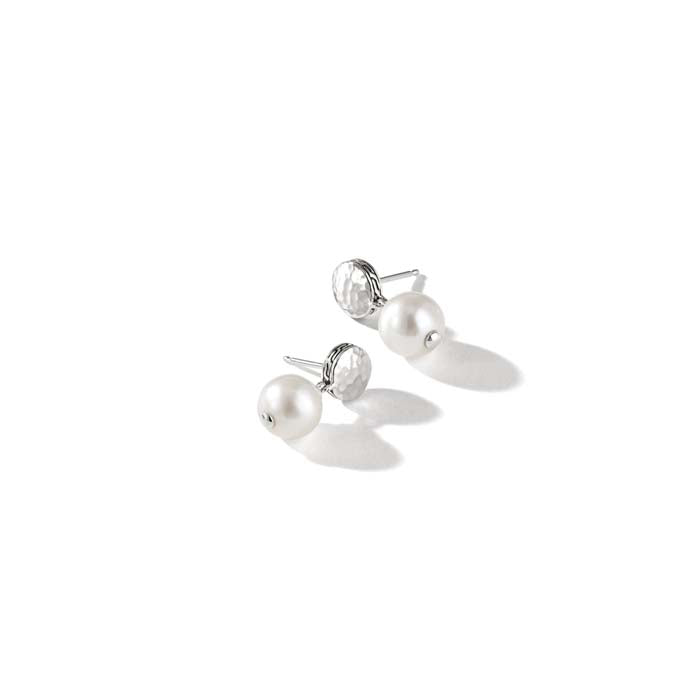 John Hardy Classic Chain Pearl Drop Earrings in Sterling Silver