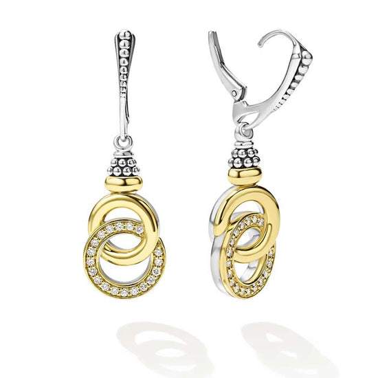 LAGOS Interlocking Diamond Drop Earrings in 18K Yellow Gold and Sterling Silver