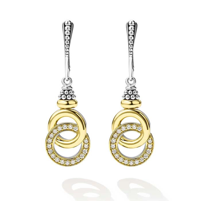 LAGOS Interlocking Diamond Drop Earrings in 18K Yellow Gold and Sterling Silver