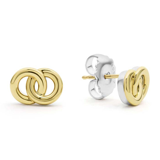 LAGOS Two-Tone Interlocking Stud Earrings in Sterling Silver and 18K Yellow Gold