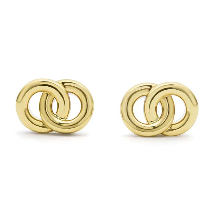 LAGOS Two-Tone Interlocking Stud Earrings in Sterling Silver and 18K Yellow Gold