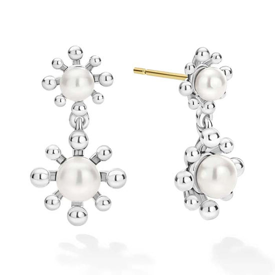 LAGOS Luna Fleur Pearl Drop Earrings in Sterling Silver and 14K Yellow Gold