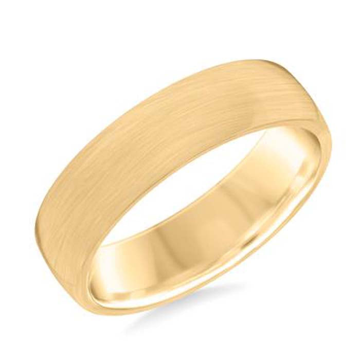 Frederick Goldman 6mm Brush Finish Low Dome Wedding Band in 14K Yellow Gold