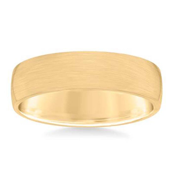 Frederick Goldman 6mm Brush Finish Low Dome Wedding Band in 14K Yellow Gold