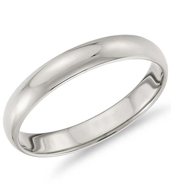 Goldman 3MM Low Dome Wedding Ring in 14K White Gold, Size 6