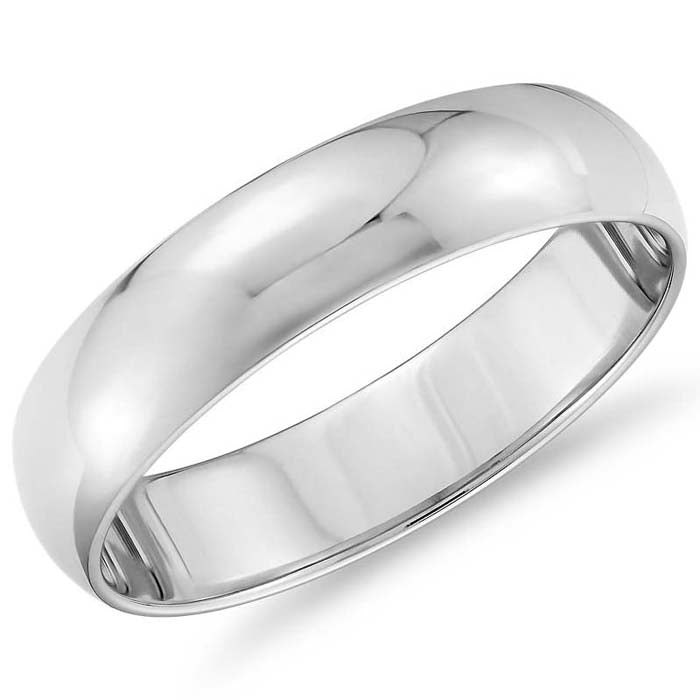 Goldman 4MM Low Dome Wedding Band in 14K White Gold - Size 10