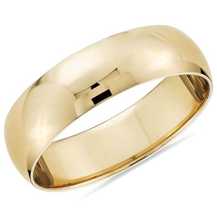 Goldman 6MM Low Dome Wedding Ring in 14K Yellow Gold - Size 10