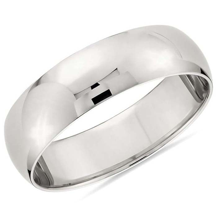 Goldman 6MM High Dome Wedding Band in 14K White Gold