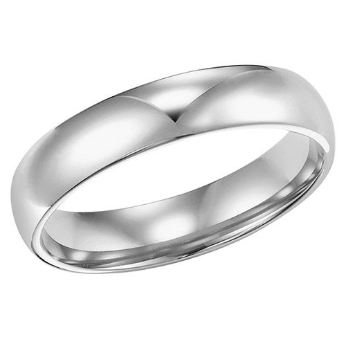 Goldman 4MM Low Dome Wedding Band in 14K White Gold