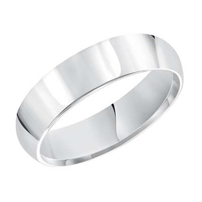 Goldman 5MM Comfort Fit Plain Wedding Band in 14K White Gold