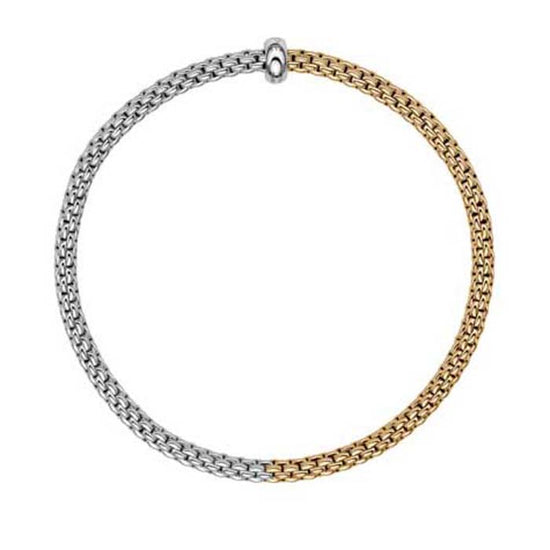 FOPE Prima Collection Two-Tone Flex'it Bracelet with a Diamond in 18K White and Yellow Gold