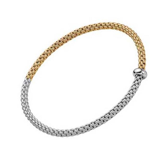 FOPE Prima Collection Two-Tone Flex'it Bracelet with a Diamond in 18K White and Yellow Gold