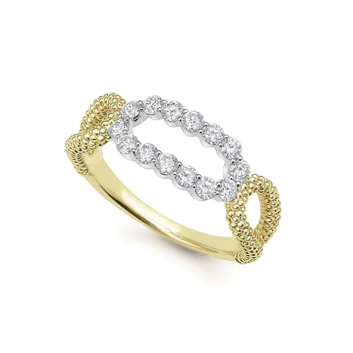 LAGOS Superfine Diamond Oval Ring in 18K Yellow and White Gold