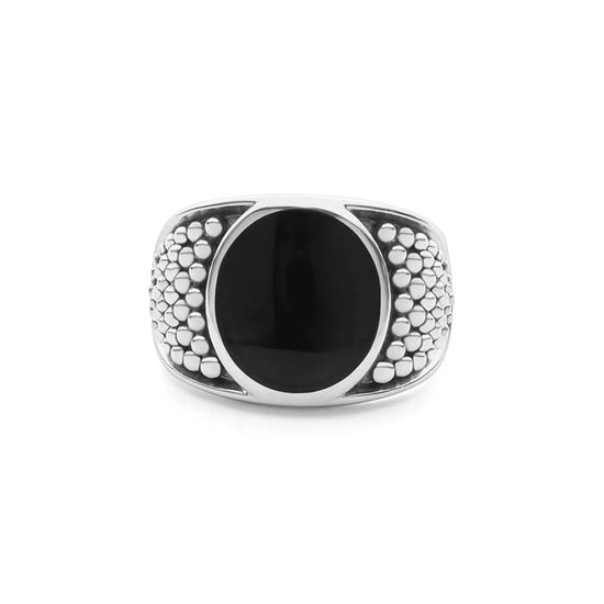 LAGOS Anthem Black Agate Oval Band Ring