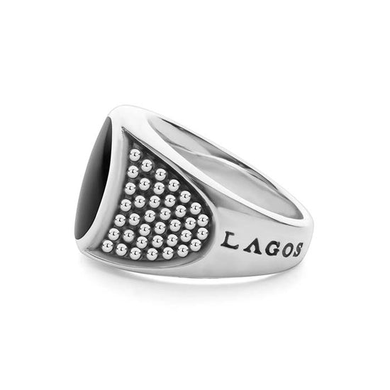 LAGOS Anthem Black Agate Oval Band Ring