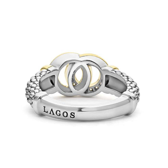 LAGOS Interlocking Diamond Ring in 18K Yellow Gold and Sterling Silver, Size 7