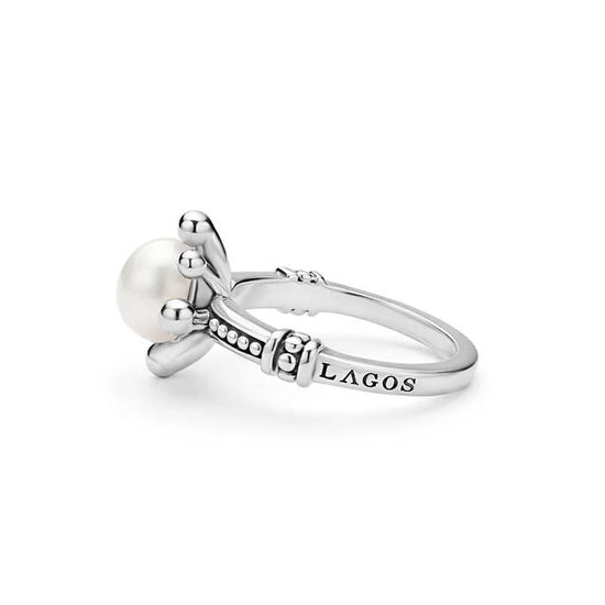 LAGOS Luna Fleur Pearl Ring in Sterling Silver