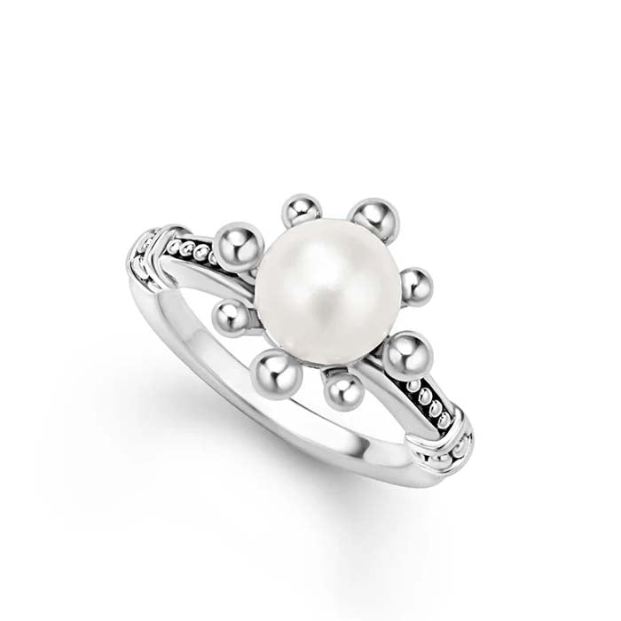 LAGOS Luna Fleur Pearl Ring in Sterling Silver