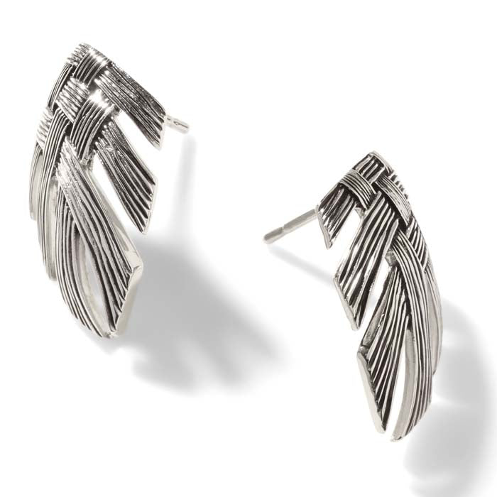 John Hardy Bamboo Woven Earrings in Sterling Silver
