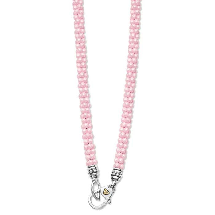 LAGOS 16" Pink Ceramic Caviar Necklace with Sterling Silver