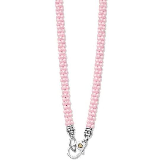 LAGOS 18" Pink Ceramic Caviar Necklace with Sterling Silver