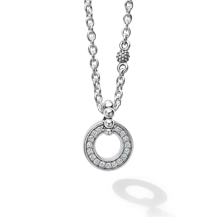 LAGOS .14CTW Diamond Open Circle Caviar Spark Pendant in Sterling Silver