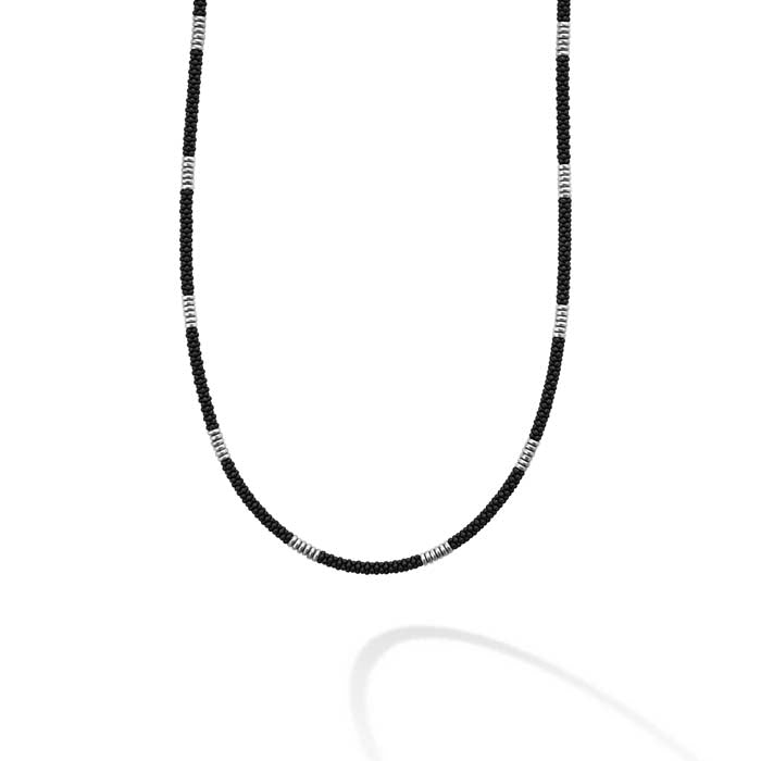 LAGOS Black Caviar Silver Station Matte Ceramic Beaded Necklace in Sterling Silver