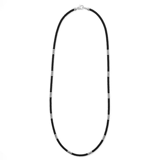 LAGOS Black Caviar Silver Station Matte Ceramic Beaded Necklace in Sterling Silver