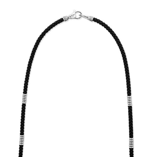 LAGOS Black Caviar Silver Station Matte Ceramic Beaded Necklace in Sterling Silver