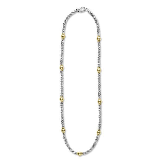 LAGOS 18” Station Necklace in Sterling Silver and 18K Yellow Gold