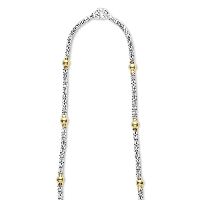 LAGOS 18” Station Necklace in Sterling Silver and 18K Yellow Gold