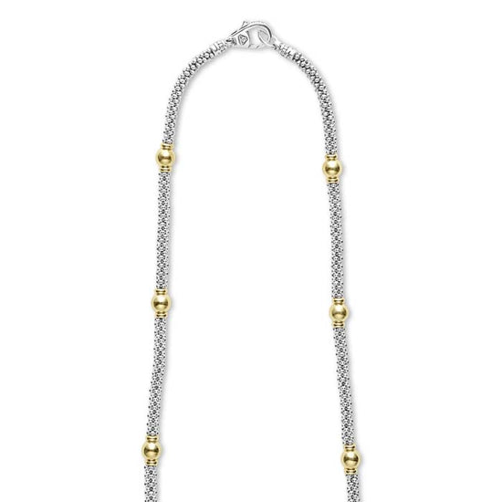 LAGOS 18” Station Necklace in Sterling Silver and 18K Yellow Gold