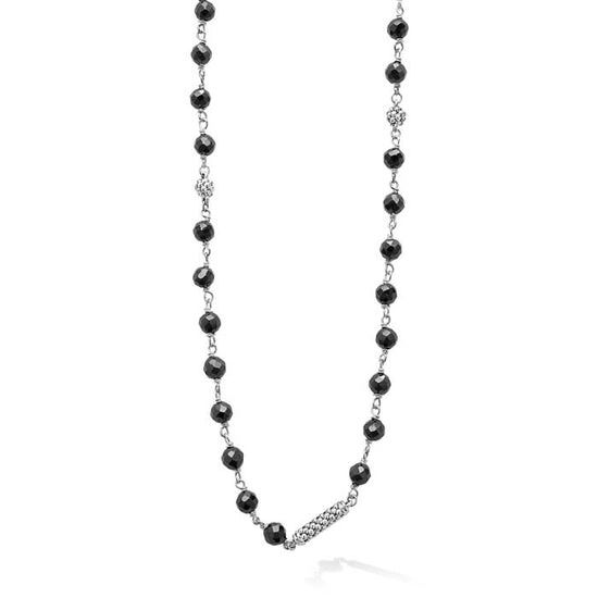 LAGOS 34" Black Ceramic Caviar Icon Long Beaded Necklace