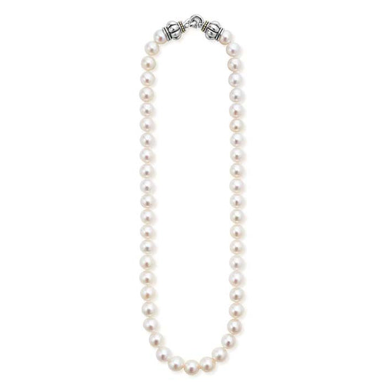 LAGOS 24" Large Pearl Necklace in Sterling Silver and 18K Yellow Gold