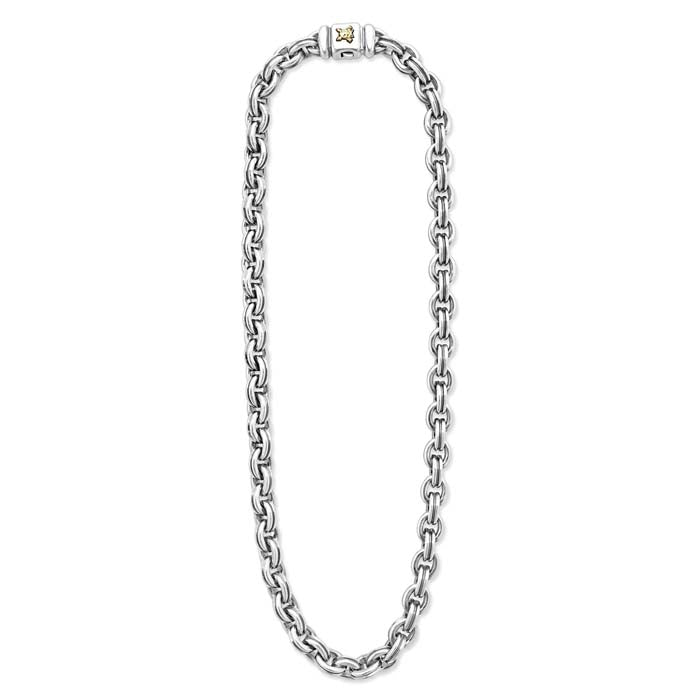 LAGOS Anthem Double Link Chain Necklace in Sterling Silver and 18K Yellow Gold