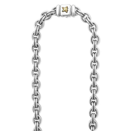 LAGOS Anthem Double Link Chain Necklace in Sterling Silver and 18K Yellow Gold