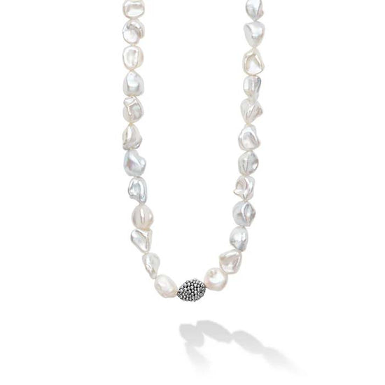 LAGOS 34" Keshi Pearl Necklace in Sterling Silver