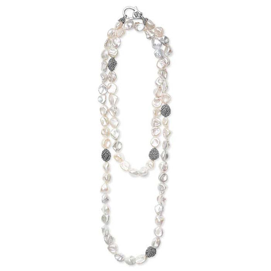 LAGOS 34" Keshi Pearl Necklace in Sterling Silver